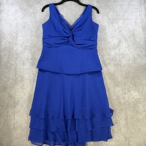 Alfred Angelo Blue Chiffon Tiered 2 PC Top Skirt Size 10 Beaded Formal V-Neck